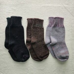 Hand Knit Wool Blend Socks Mens Medium Multicolor Marled Crew 3 Pack Winter Hike